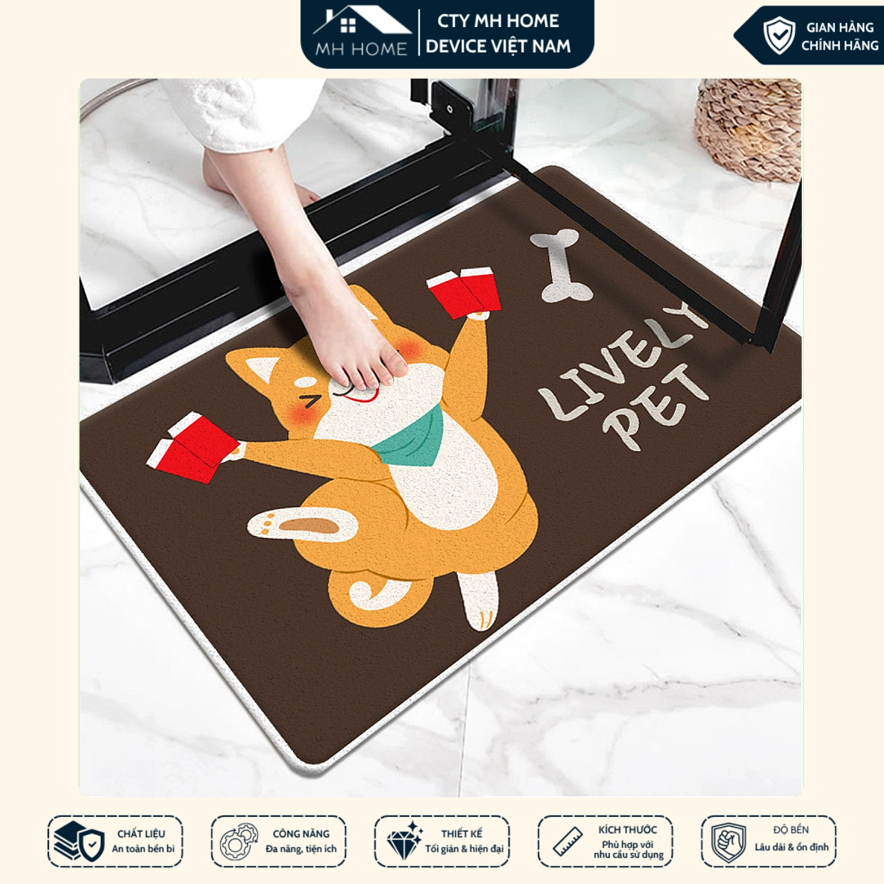 Thảm Lau Chân Hoạt Hình Thảm Chùi Chân Hình Thú 3D Siêu Thấm Nước Chống Trơn Trượt Nhiều Mẫu Đáng Yêu